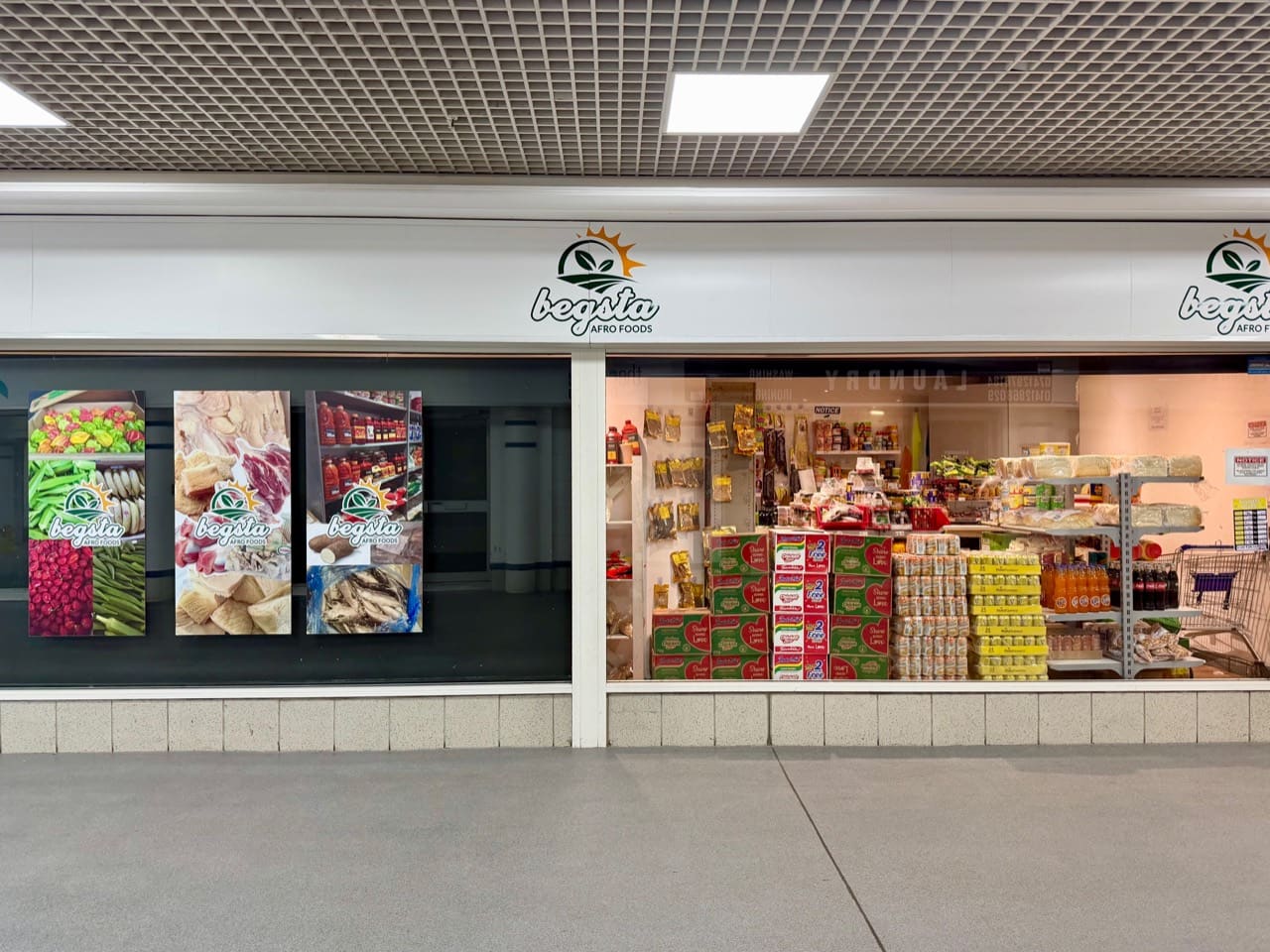 The Begsta Afro Foods shop front on Tay Walk